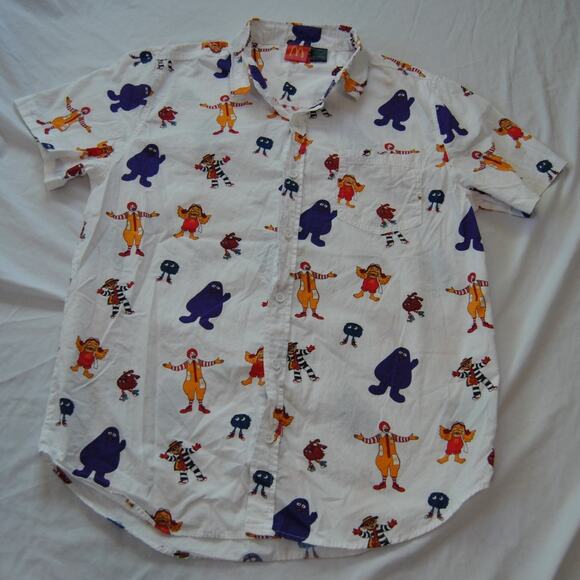 McDonalds All Over Print Short Sleeve Button up Medium - Picture 1 of 9